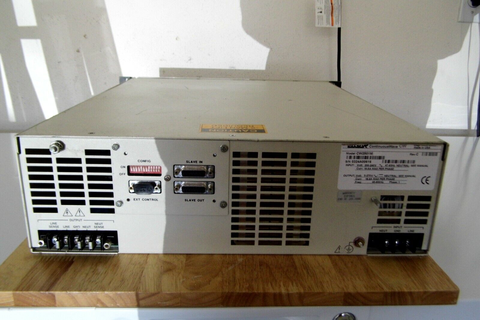 Ametek CW2501M 2500VA AC Source 135/270Vac 18.2/9.6A 45-500Hz 11 in stock Ametek CW2501M 2500VA AC Source 135/270Vac 18.2/9.6A 45-500Hz 11 in stock